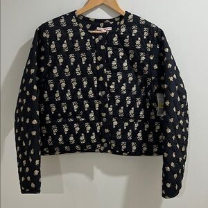 NWT Lucky Brand Women’s Quilted Jacket M Cotton Floral Print Boho Chic Casual